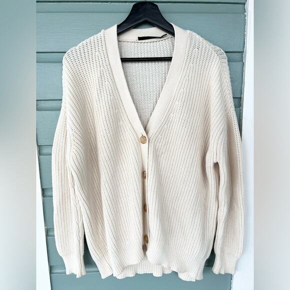Jenni Kayne cotton cocoon cardigan ivory sweater oversized minimalist fall XXS - Picture 3 of 9